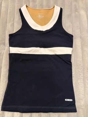 One Tooth Navy Tank with White Stripe